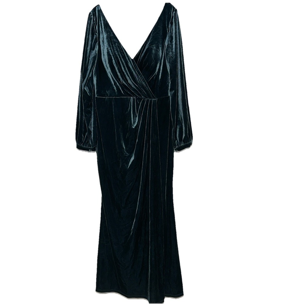 Revelry Emerald Green Velvet Maxi Dress Size 16 Long Sleeves Romantic